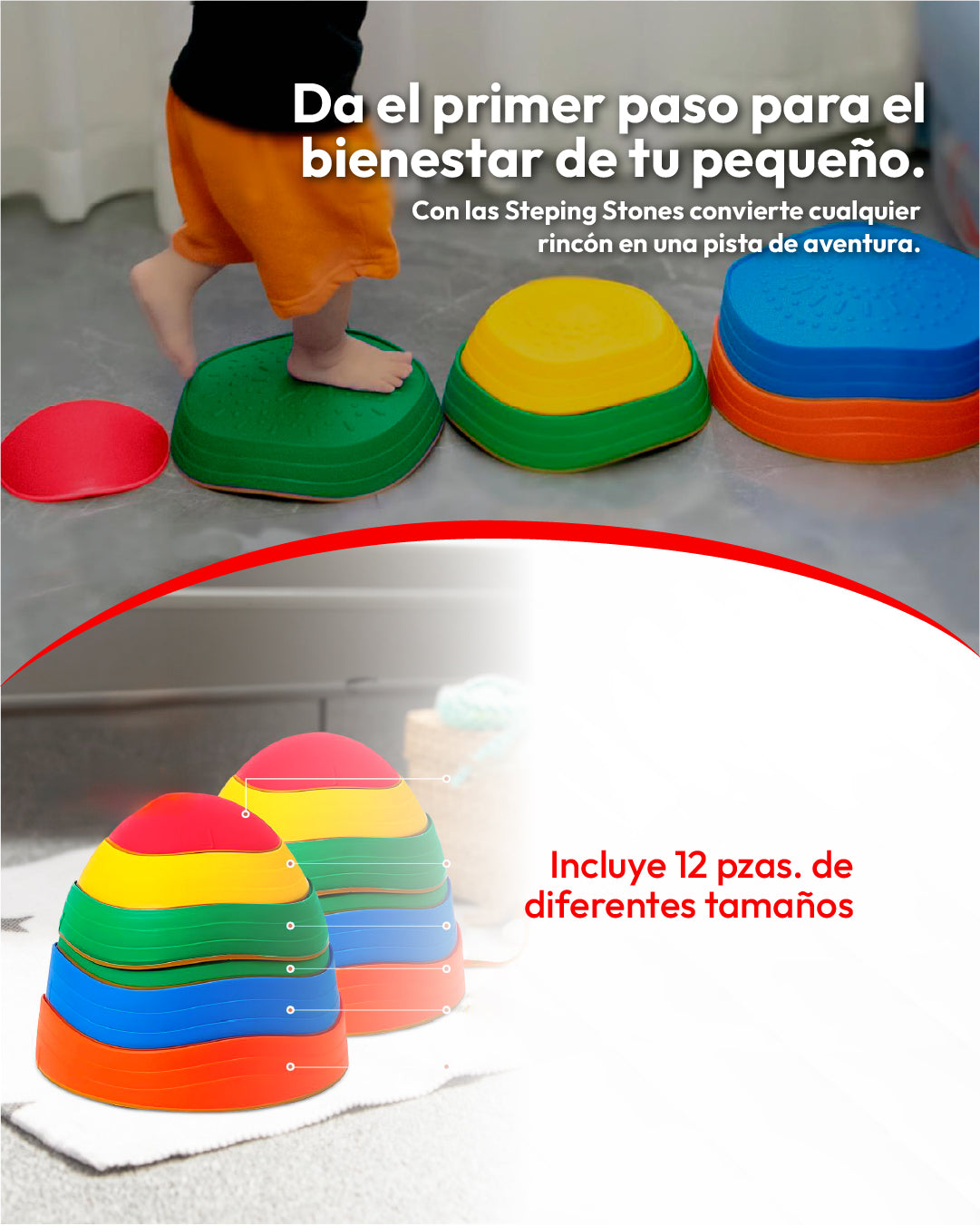 PIEDRAS DE EQUILIBRIO SENSORIAL SET ARCOIRIS X2