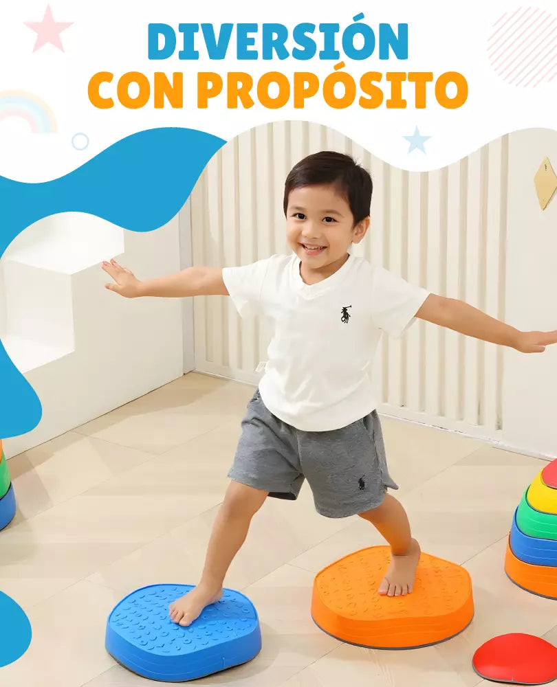 12 Piedras De Equilibrio Texturizada Para Niños Antideslizante