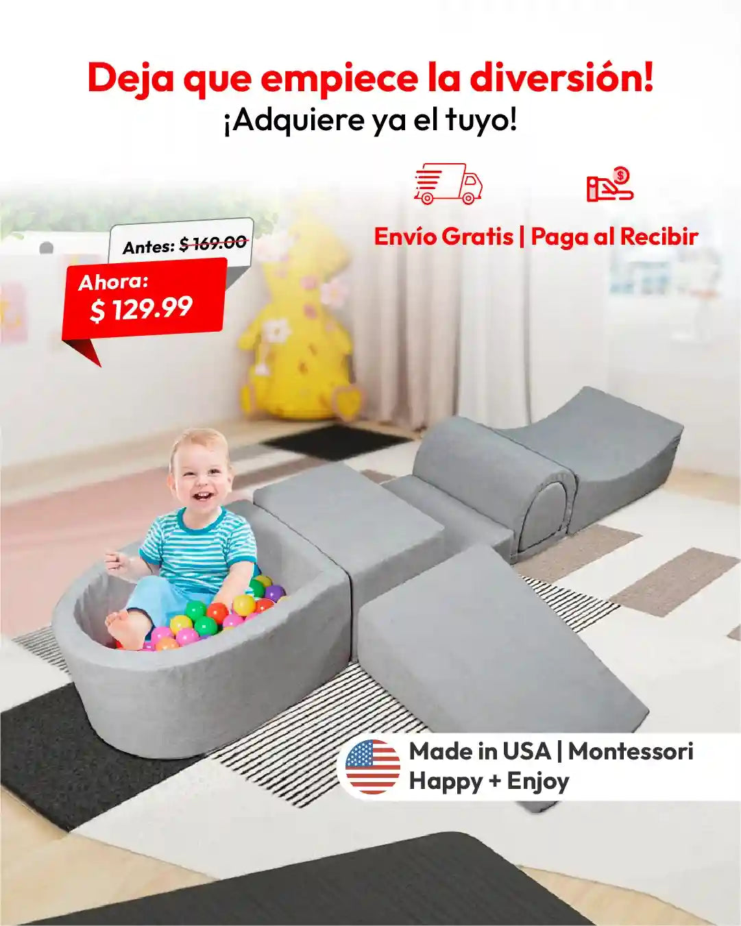 SET BLOQUES DE ESCALADA PREMIUN / 6 PIEZAS  CON 100 BOLAS