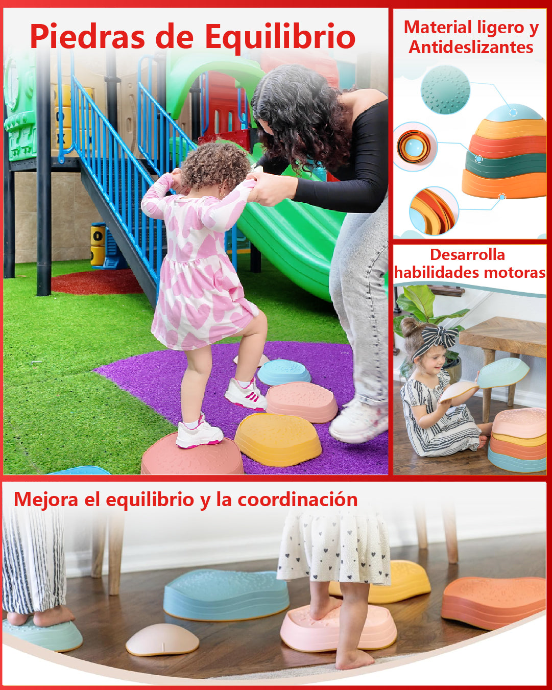 PIEDRAS EQUILIBRIO SENSORIAL PARA NIÑO SET 6 PCS