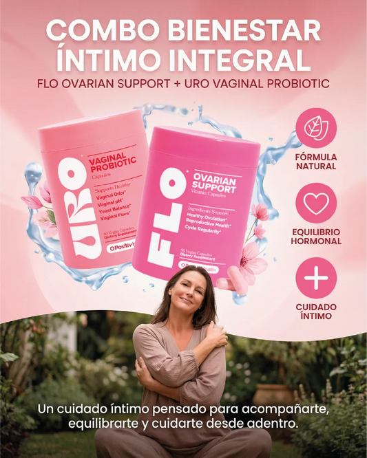 Combo Bienestar Íntimo Femenino con URO y FLO para salud y equilibrio hormonal.