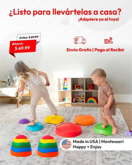 PIEDRAS DE EQUILIBRIO SENSORIAL SET ARCOIRIS X2