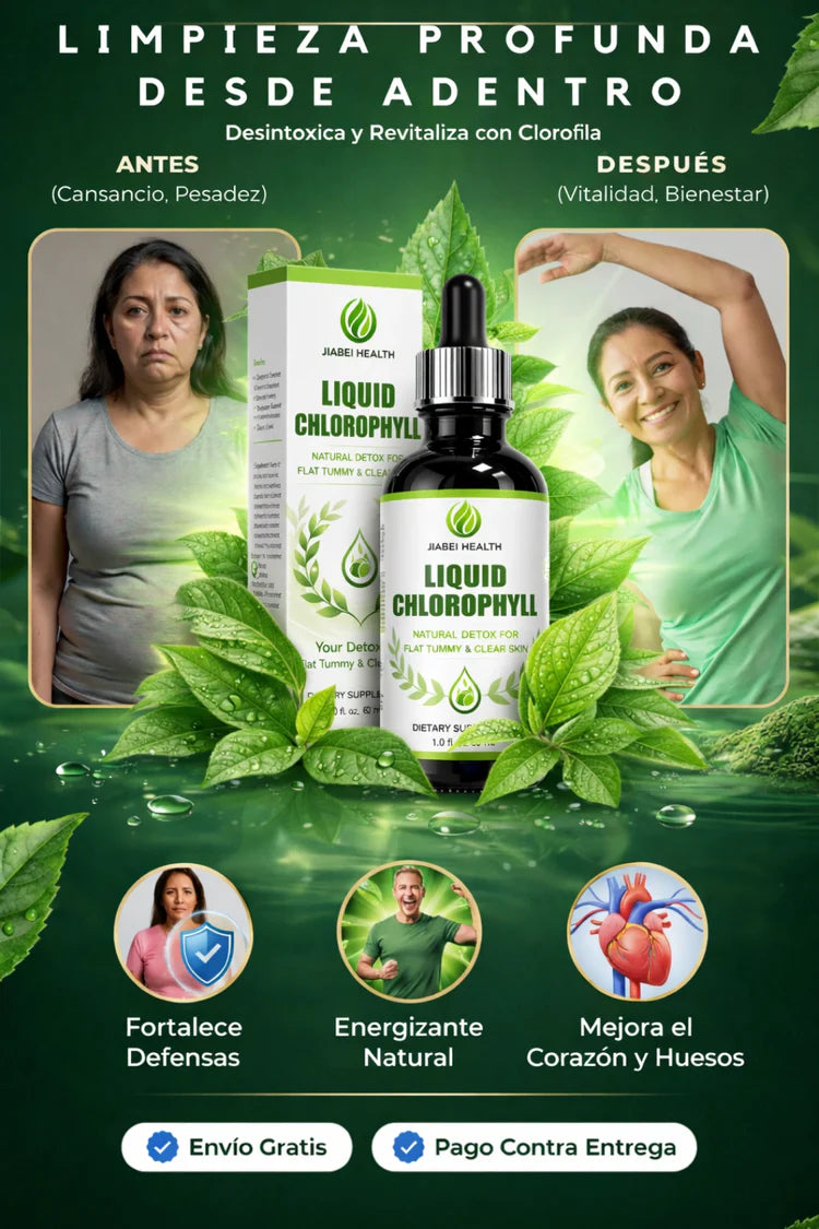 Liquid Chlorophyll™ Gotas de clorofila adelgazantes desinflama el abdomen figura más definida sin dietas extremas ni pastillas.