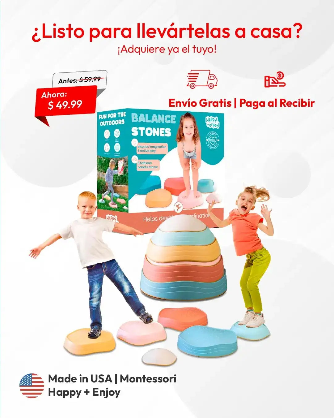 PIEDRAS EQUILIBRIO SENSORIAL PARA NIÑO SET 6 PCS